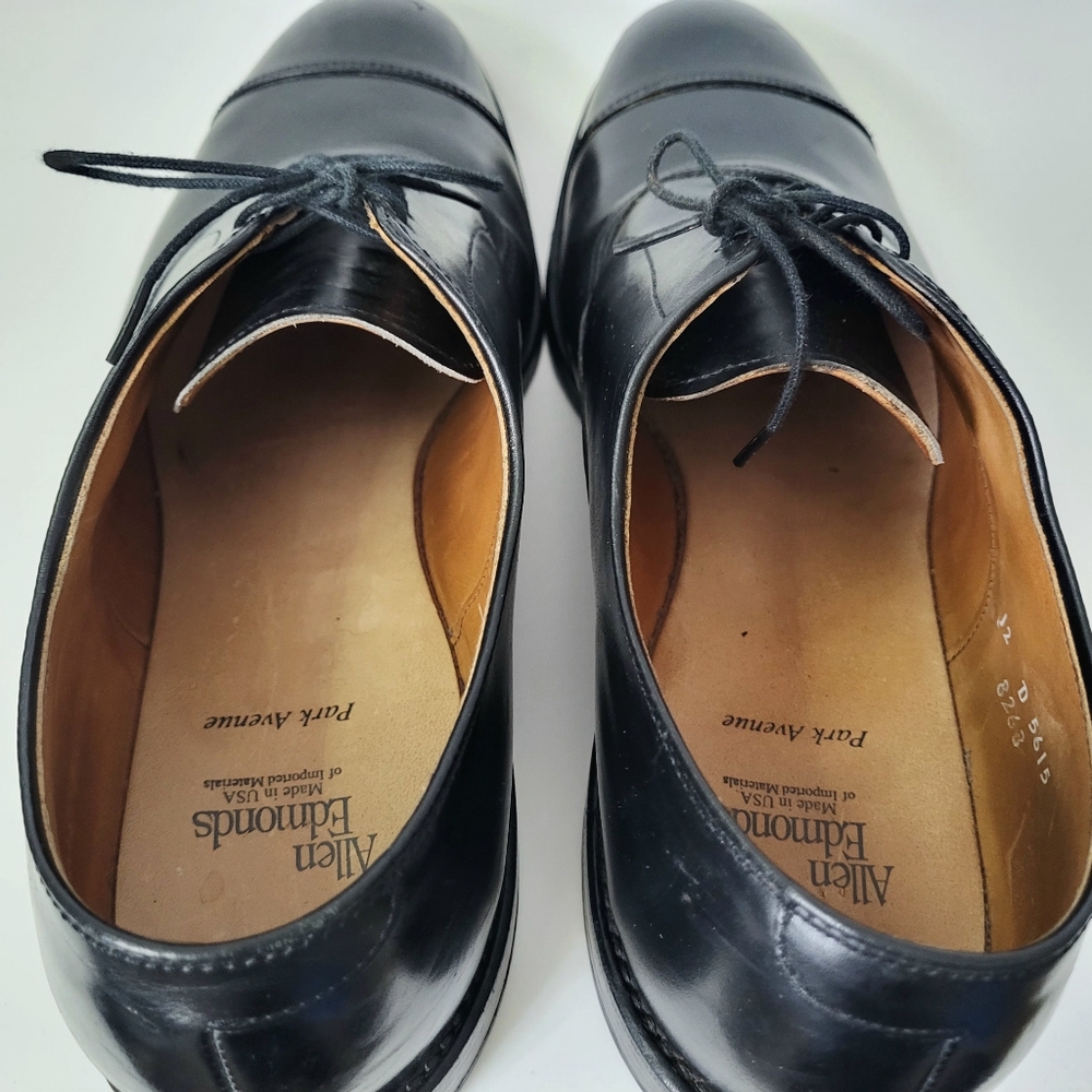 Allen Edmonds Park Avenue Cap-Toe Oxfords Black Leather 12 D - Picture 11 of 13